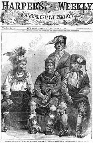 Indian delegation image in Ioway Chiefs in Harpers Weekly Journal of Civilization