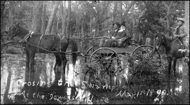 Crossing the swamp at Ioway Village